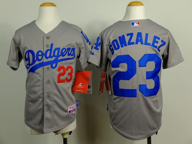Youth Los Angeles Dodgers #23 Gonzalez Grey MLB Jerseys->youth mlb jersey->Youth Jersey